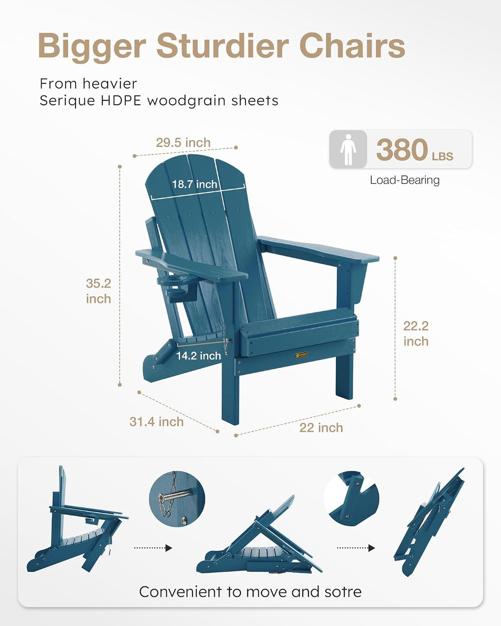 Folding Adirondack Chair Wood Texture, Patio Chairs Weather Resistant, Outdoo...