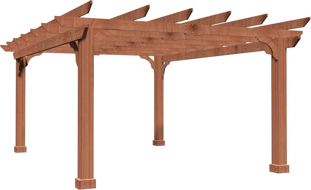 MUPATER 10' x12' Wooden Pergola, Pergola Kit with Stakes, All Cedar W...