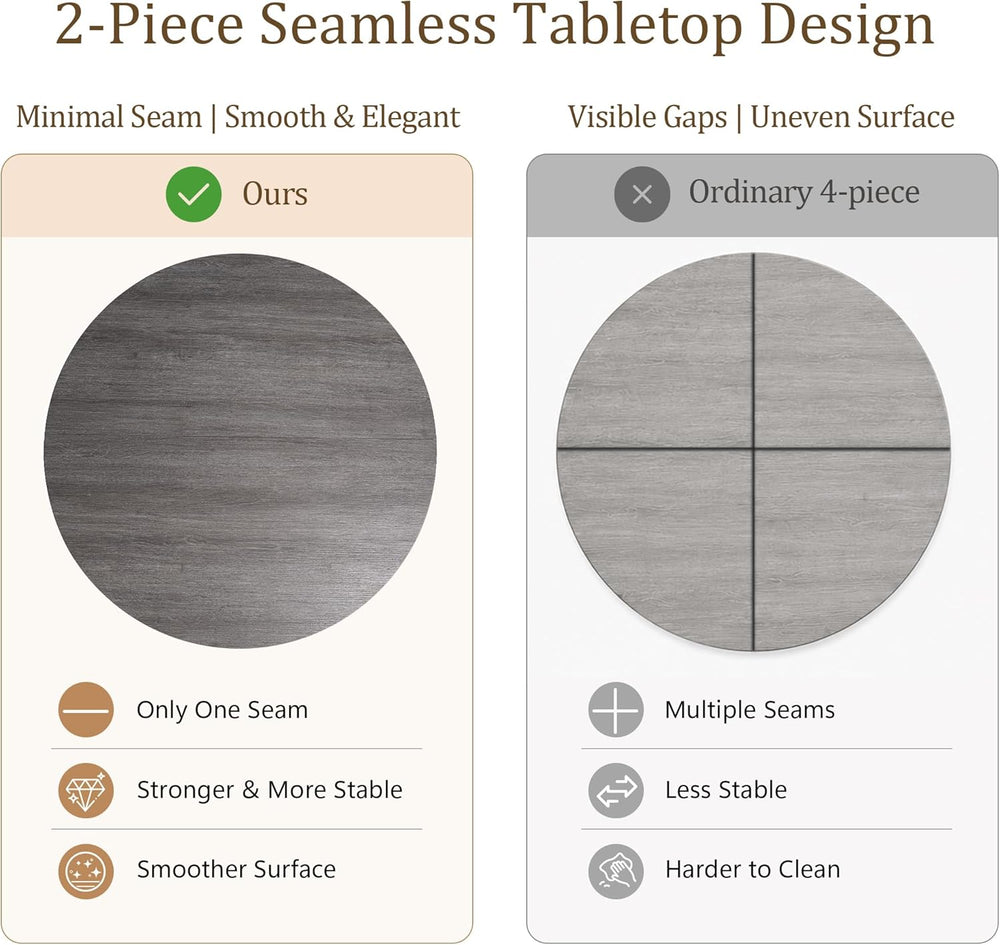 leovanni Round Dining Table Set for 4, Kitchen Table with 4 Upholstered Chair...