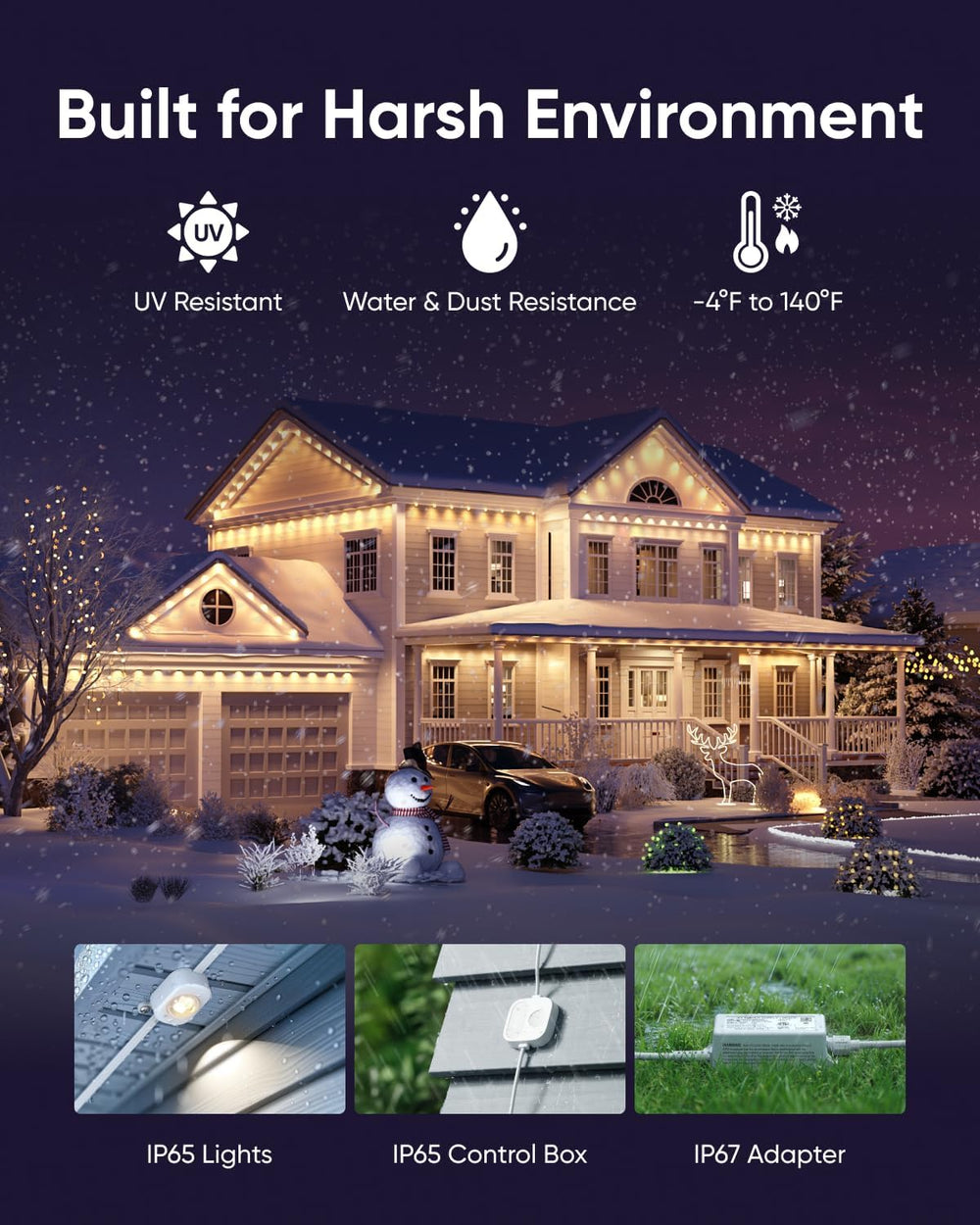 eufy Permanent Outdoor Lights E22, 100ft+ 50ft kit (Total 150ft) with 90 Trip...