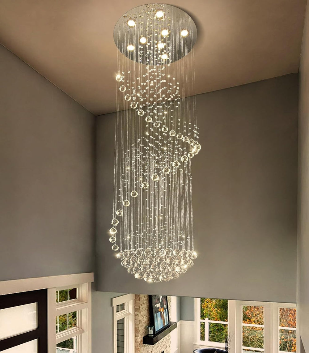 D24'' x H78'' Crystal Chandelier Glam Chandelier High Ceiling...