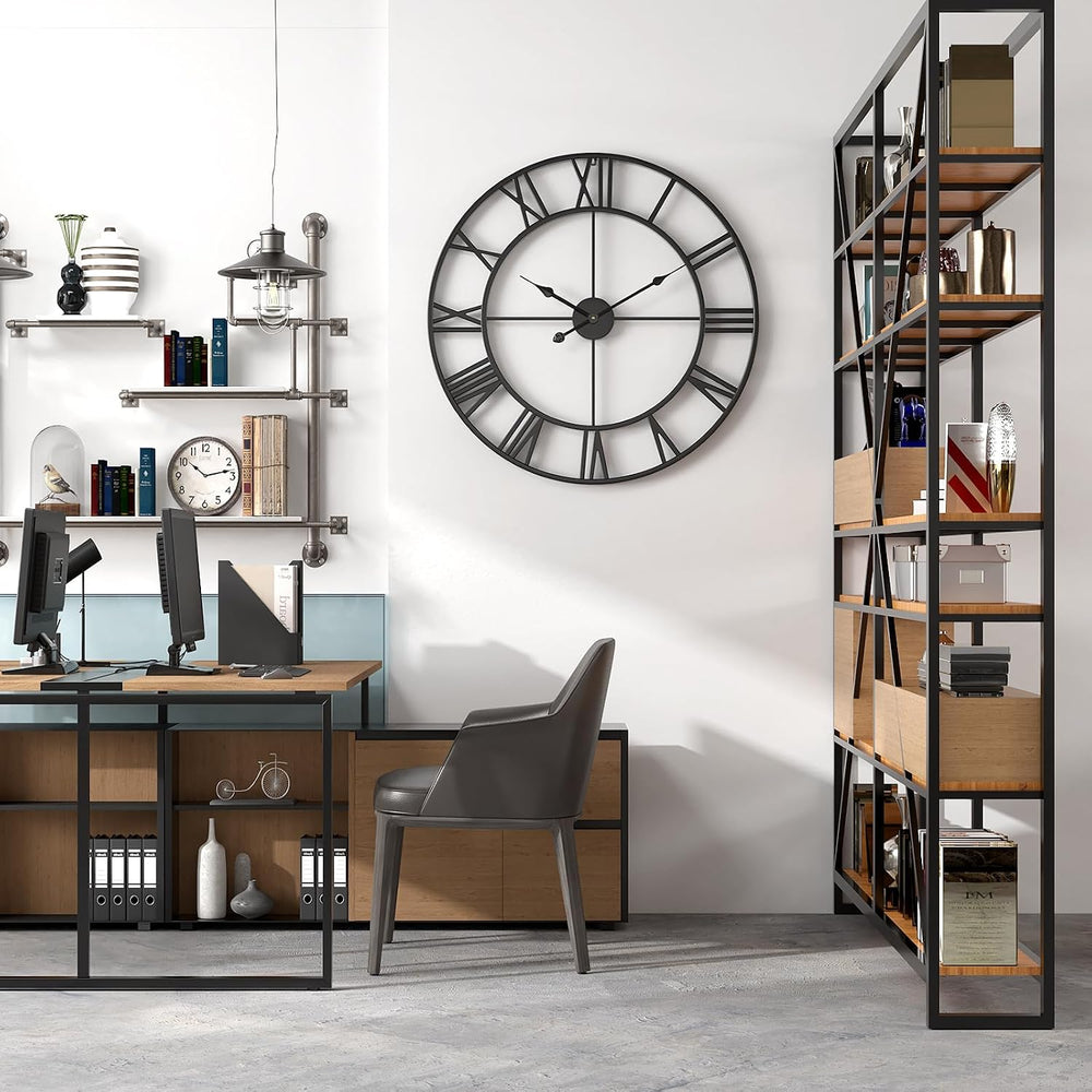 Large Outdoor Indoor Waterproof Metal Wall Clock, Completely Silent, 24 inch ...