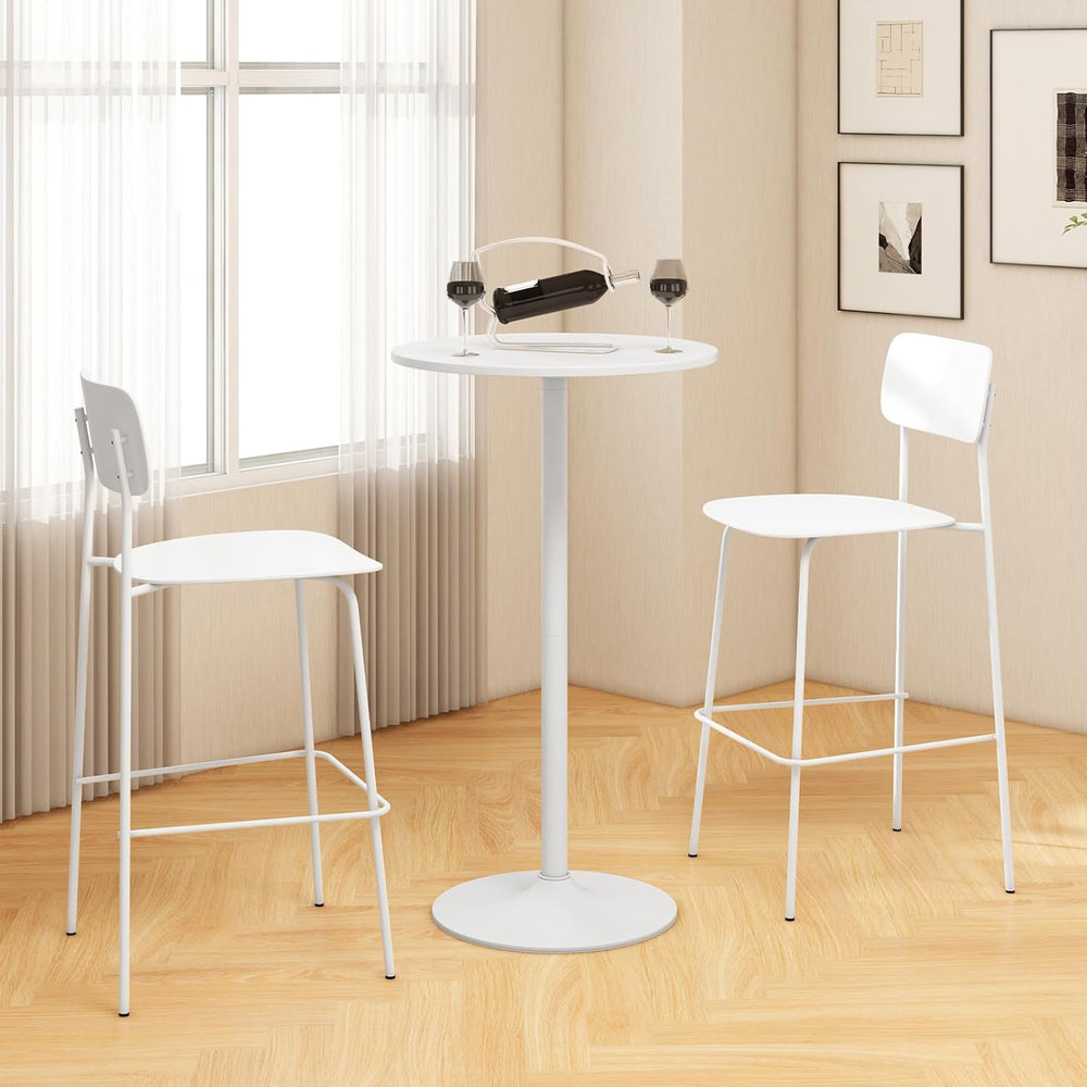 COSTWAY Round Bistro Table, Height Adjustable Bar Height Cocktail Table