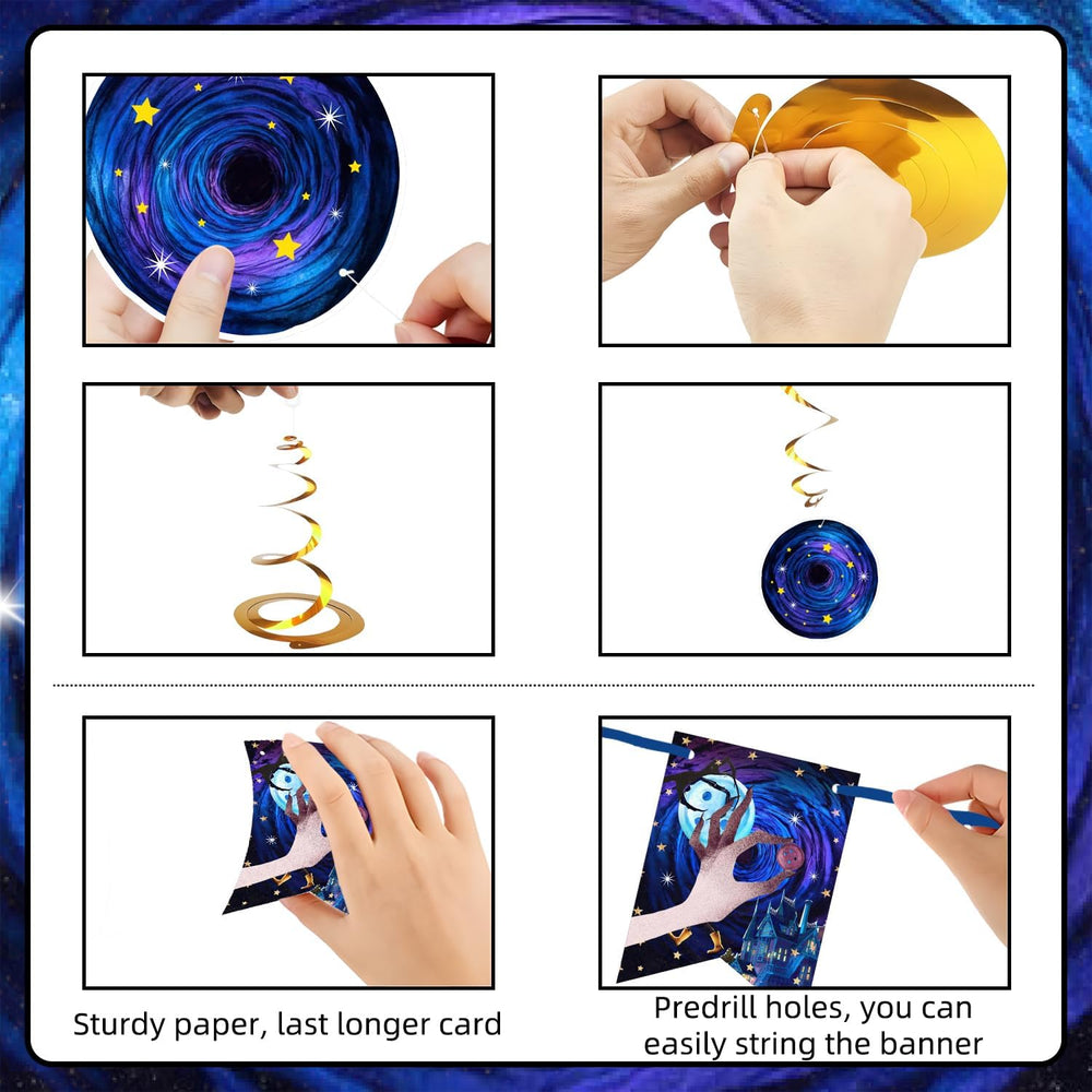 40Pcs Horror Birthday Party Decorations Blue Purple Theme Birthday Party Supp...