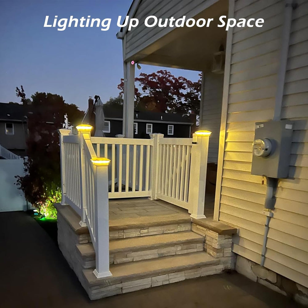 Solar Post Cap Lights 12pack,Warm & Cool Light,for 4x4 5x5 6x6 Posts White