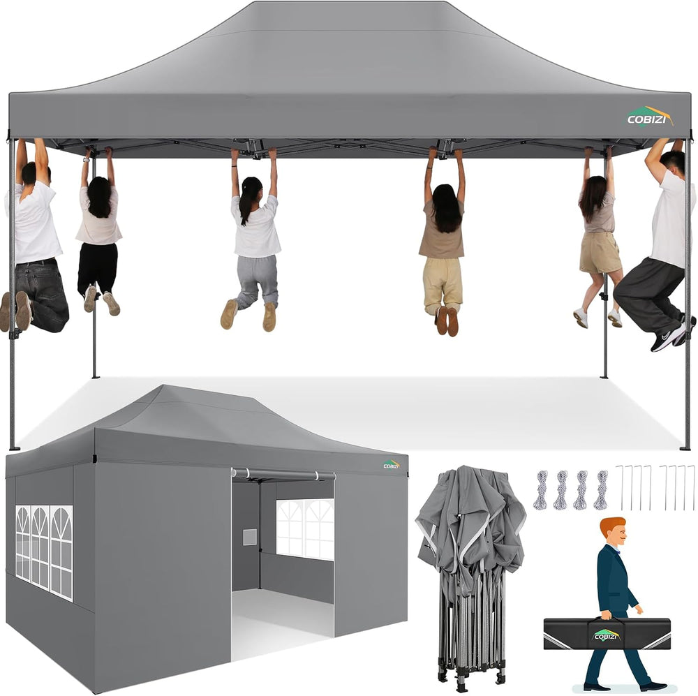 COBIZI 10x15 Heavy Duty Pop up Canopy Tent with Sidewalls Commercial Canopy