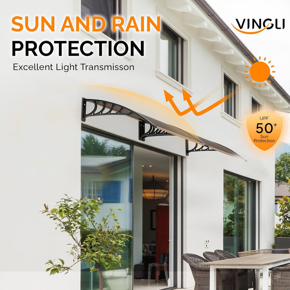 VINGLI Window Awning Door Canopy, 40" x 40" Window Awning Overhead ...