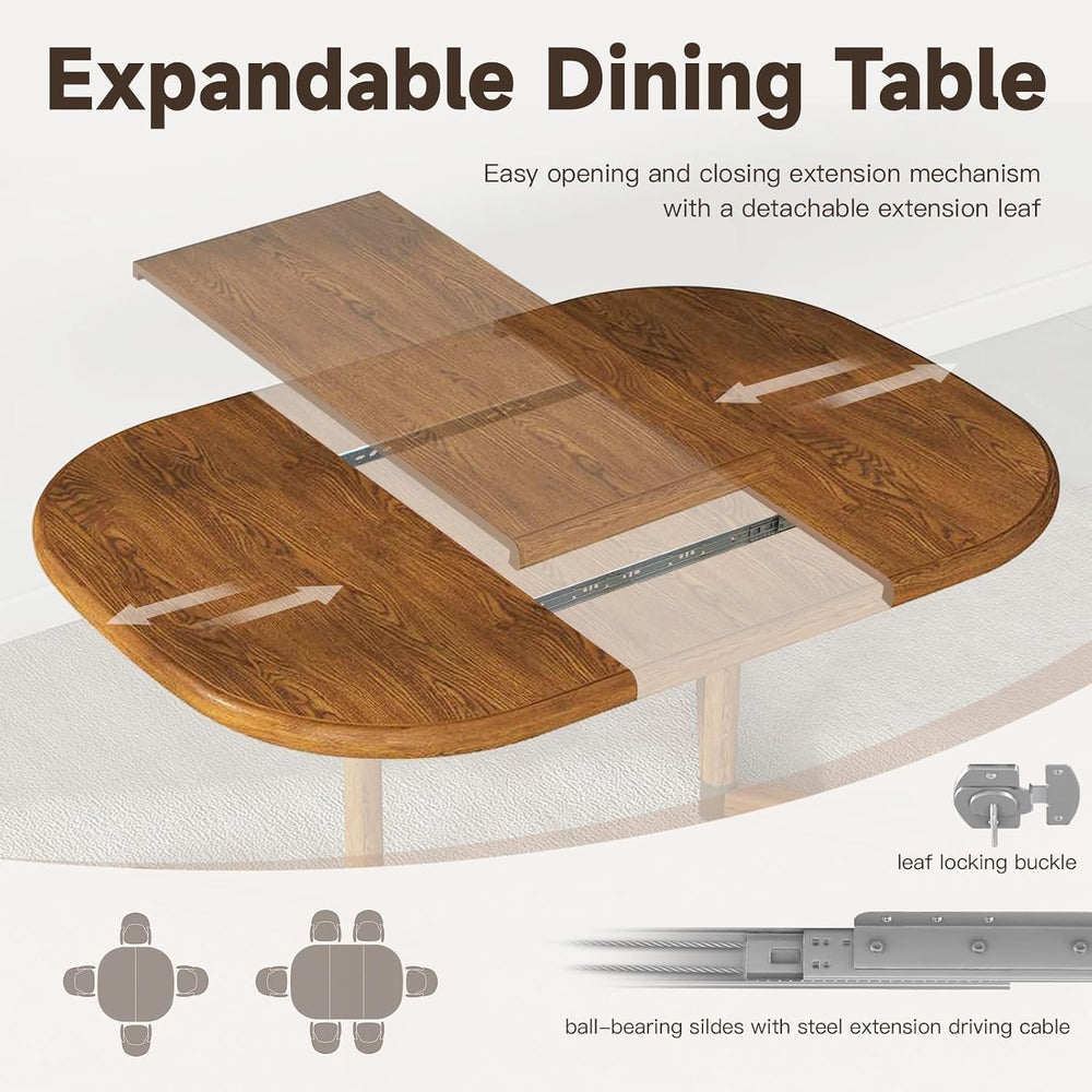 Chromcraft 5-Piece Square Round Expandable D7775 Dining Set-Chestnut-Sand