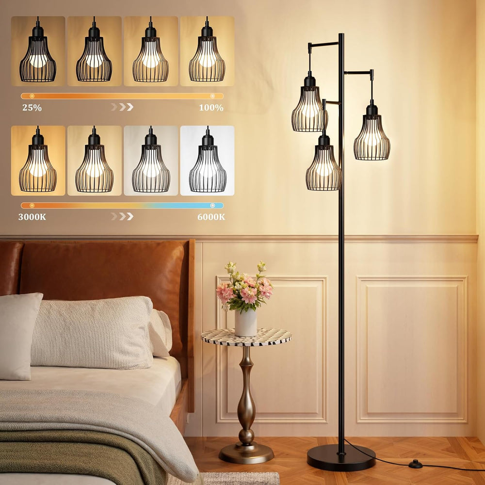Ziisee Dimmable Floor Lamps for Living Room, Farmhouse Tree Standing Tall Lam...
