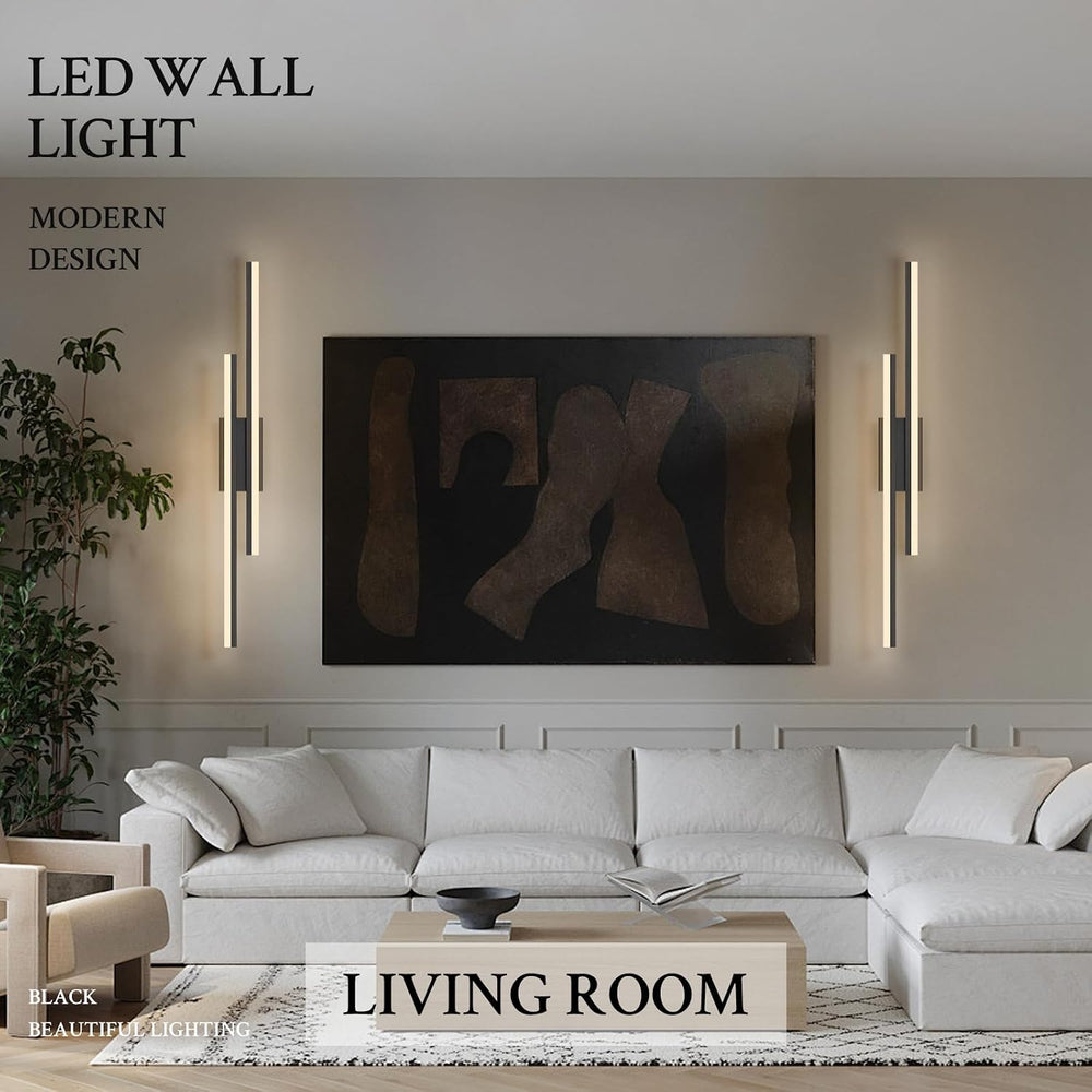 LED Wall Sconce Black Modern Remote Wall Light Fixtures for Living Room, Dimm...