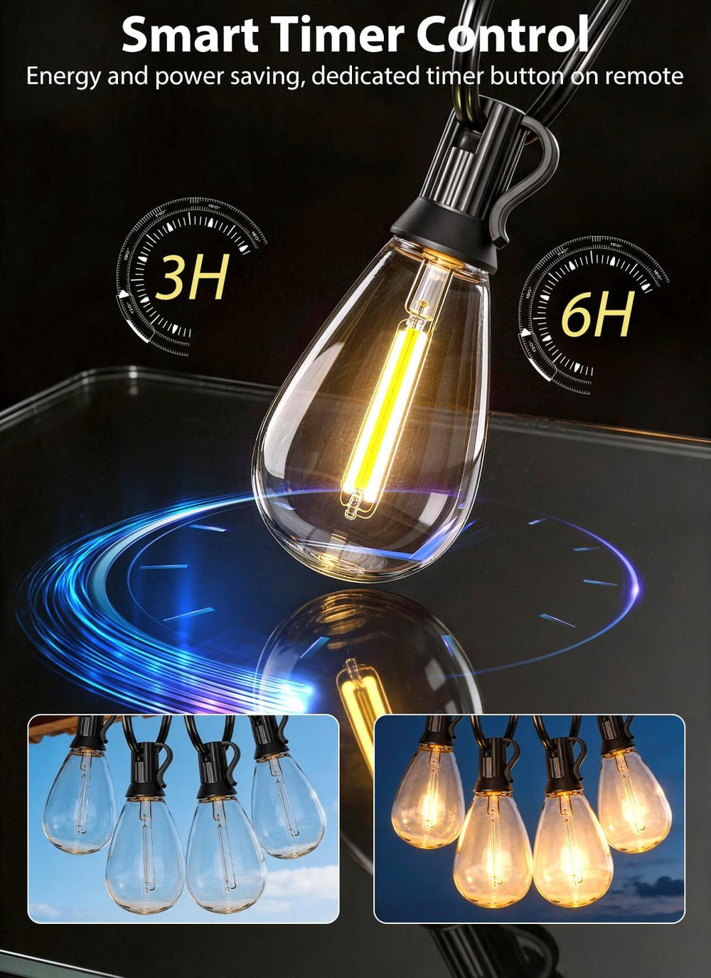 200FT Outdoor String Lights with 76+2 S11 LED Bulbs, Waterproof Dimmable Pati...
