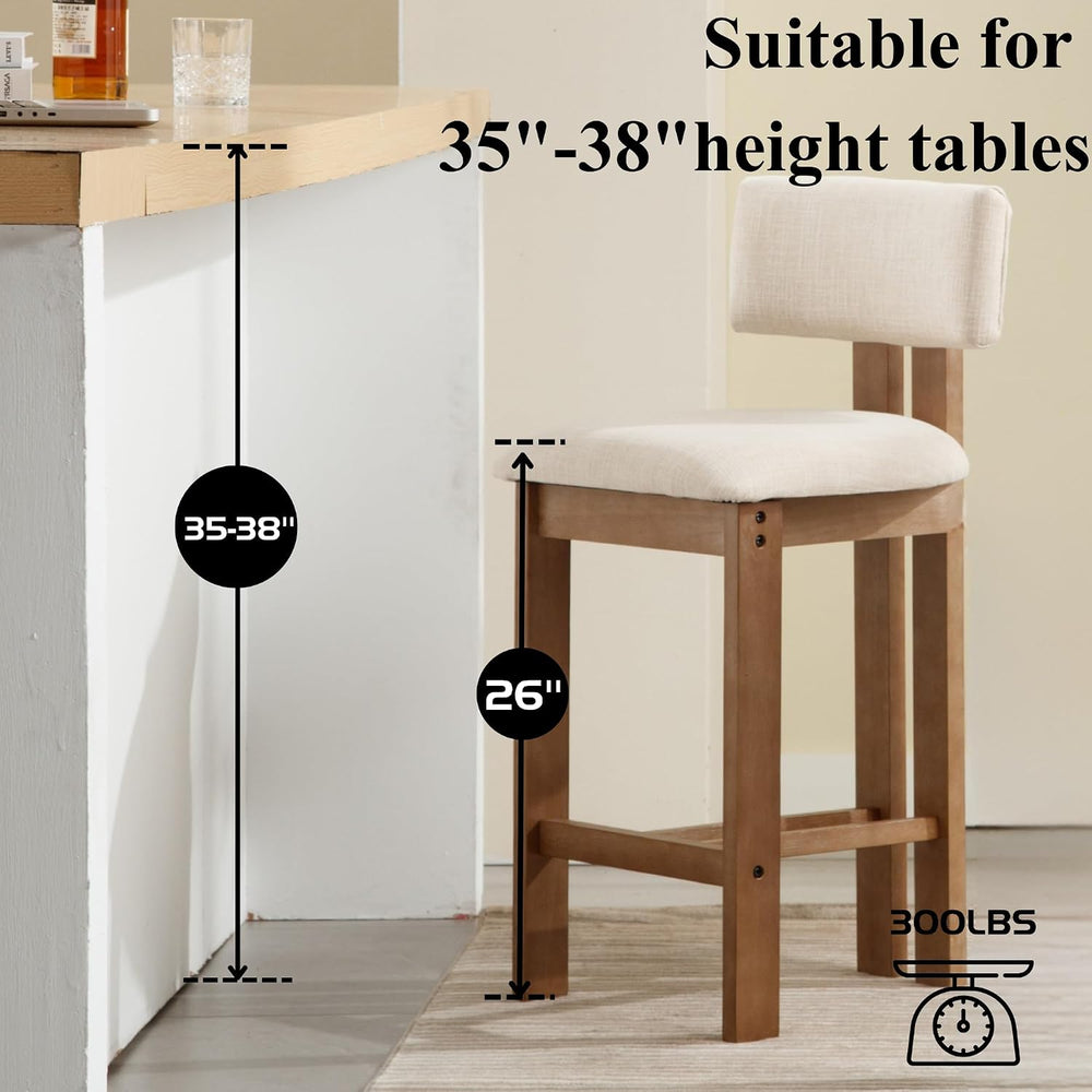 chairus Farmhouse Bar Stools Set of 4 Modern 26” Counter Height Bar Stools wi...