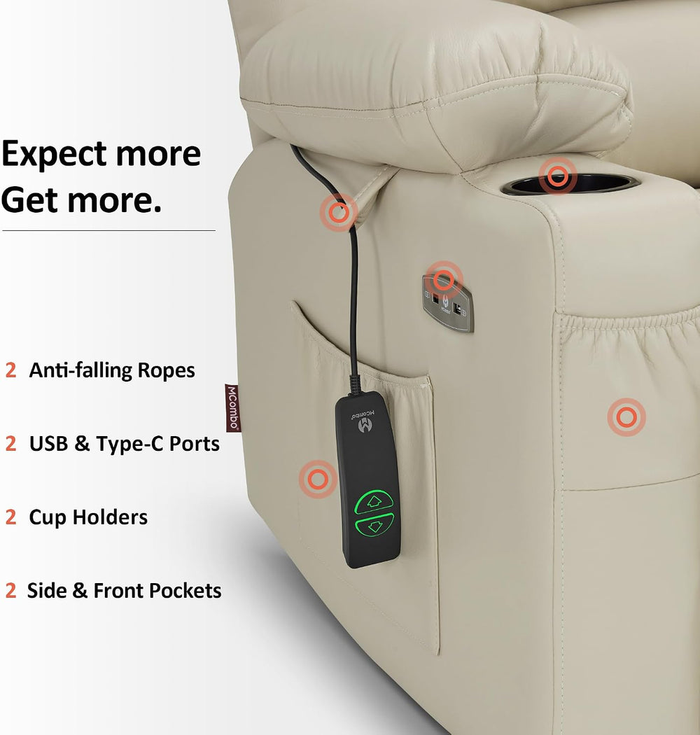 MCombo Large Power Lift Recliner Chair for Elderly 7099 (Cream White)
