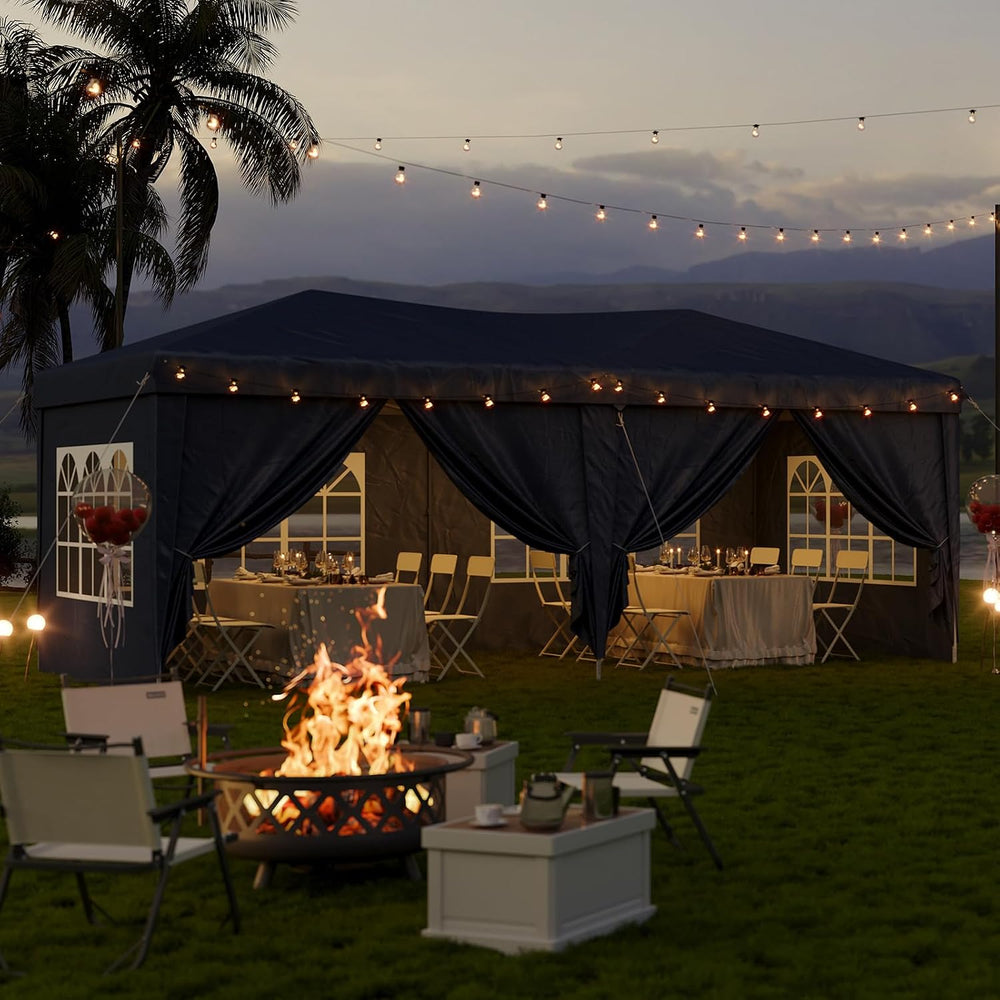 Aoxun 10x20 Pop Up Canopy Tent with 6 Sidewalls, Party Tent, Navy Blue