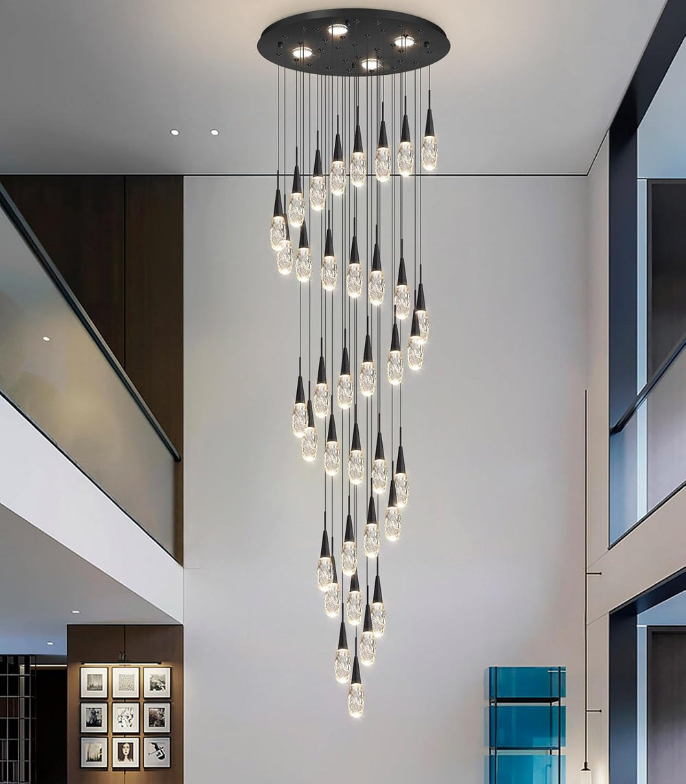 36-Lights 197 Inches Large Modern Chandelier LED Light Fixtures High Ceiling ...