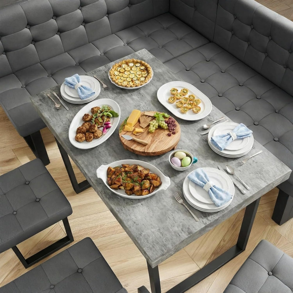 XIAO WEI Corner Dining Table Set for Small Spaces, 72 Inch Breakfast Nook wit...