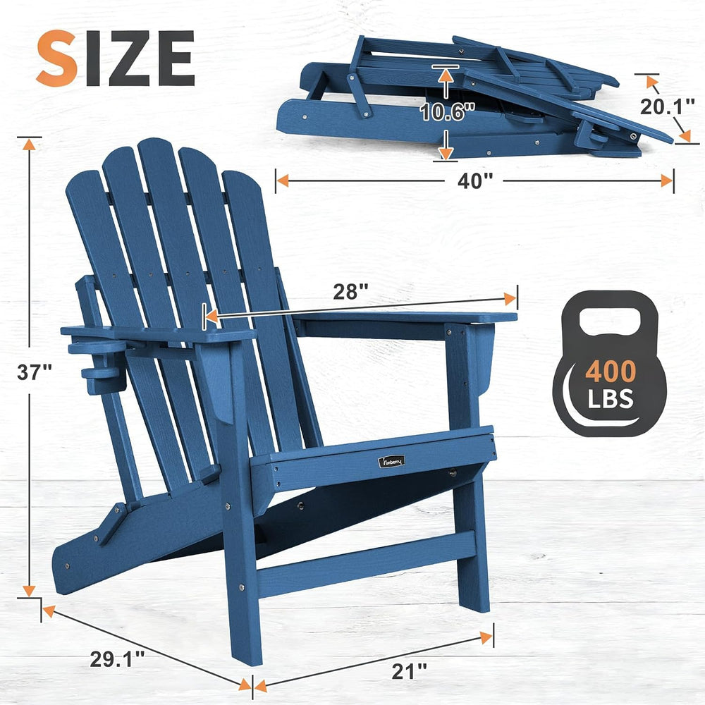 FUNBERRY Oversized Folding Adirondack Chair Set of 4, Fire Pit Chair 400LBS