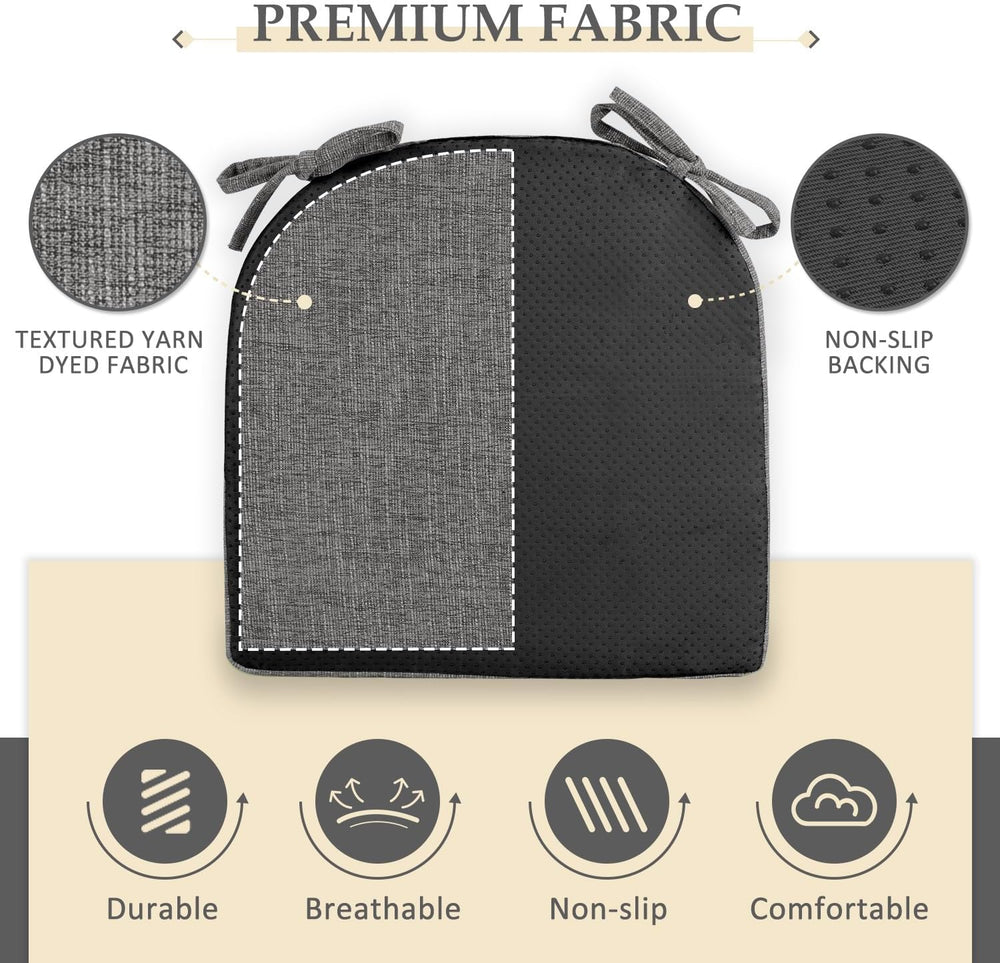 Wellsin Chair Cushions for Dining Chairs 6 Pack - Kitchen Chair Cushions with...