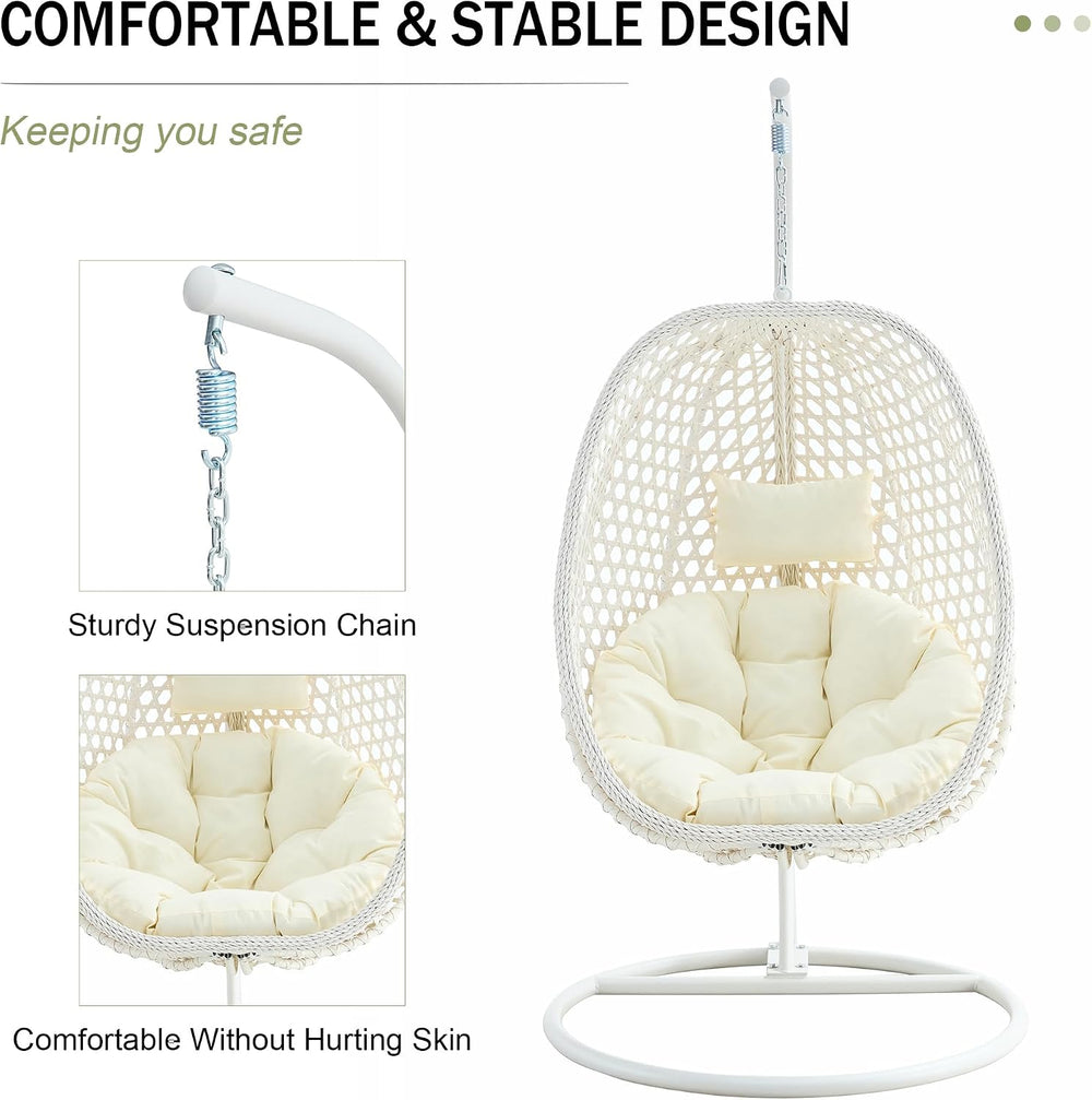 NYEESS Egg Swing Chair with Stand, Rattan Hanging Egg Chair, Hammock Chair