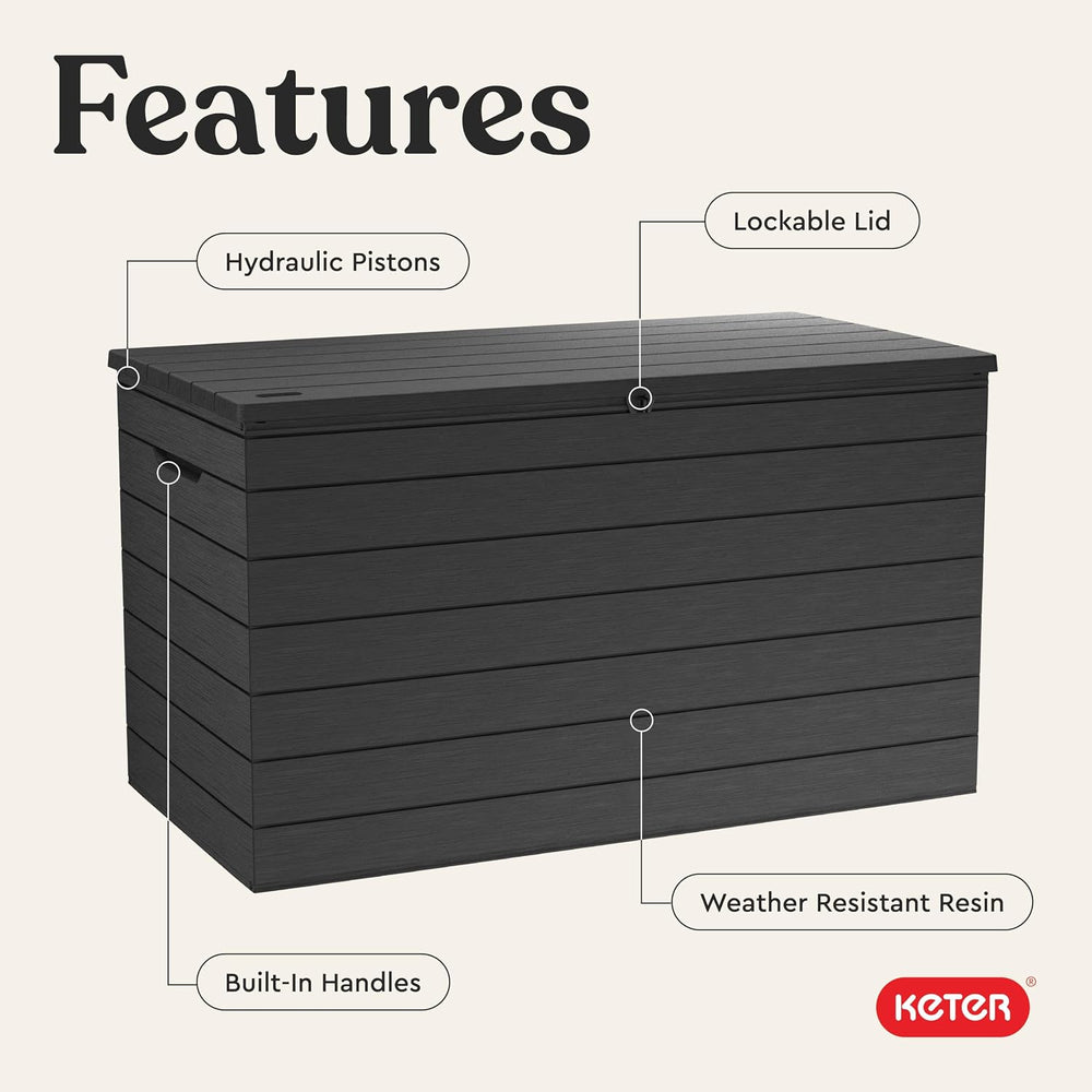 Keter Astoria 150 Gal Outdoor Storage Box for Patio and Pool Accessories