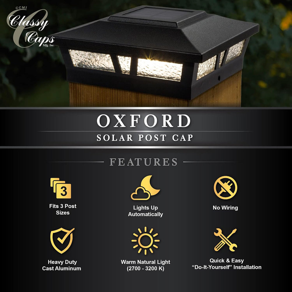 Classy Caps Oxford Solar Post Cap - Fits 6"x6", 5.5"x5.5"...