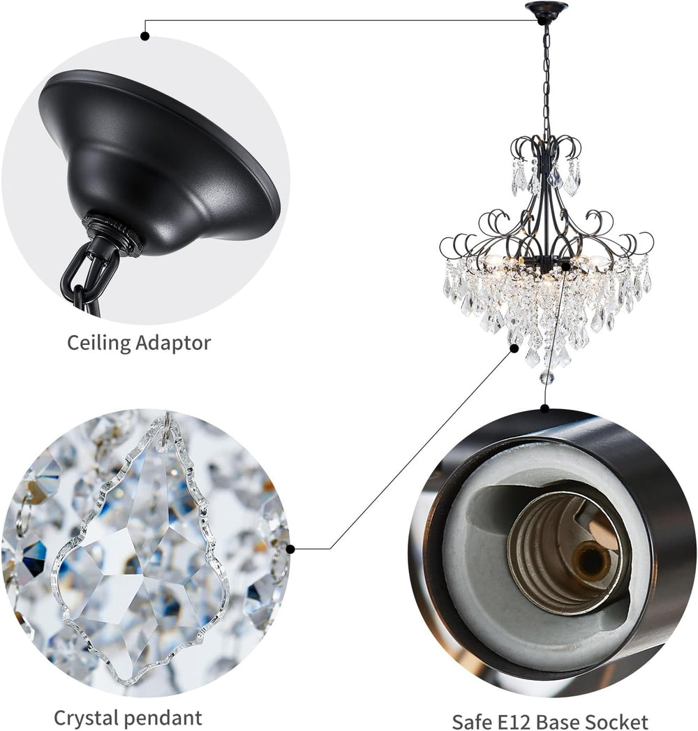 WUZUPS Crystal Chandelier 10-Light Pendant Ceiling Light Modern Lighting Fixt...