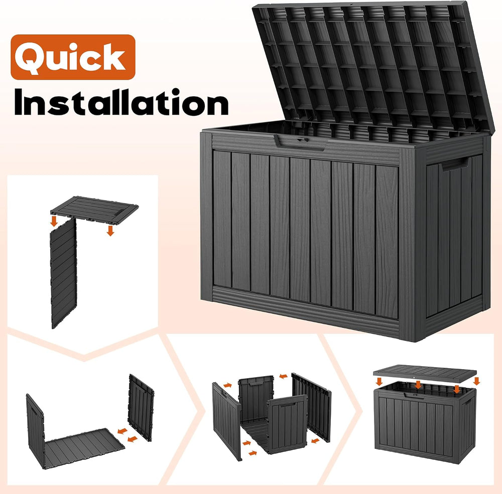 Outdoor Deck Storage Box,Resin Deck Boxes Indoor and outdoor, Waterproof Stor...