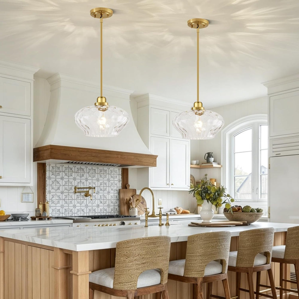 Modern Pendant Lights Kitchen Island, Brushed Gold Pendant Light Fixtures wit...