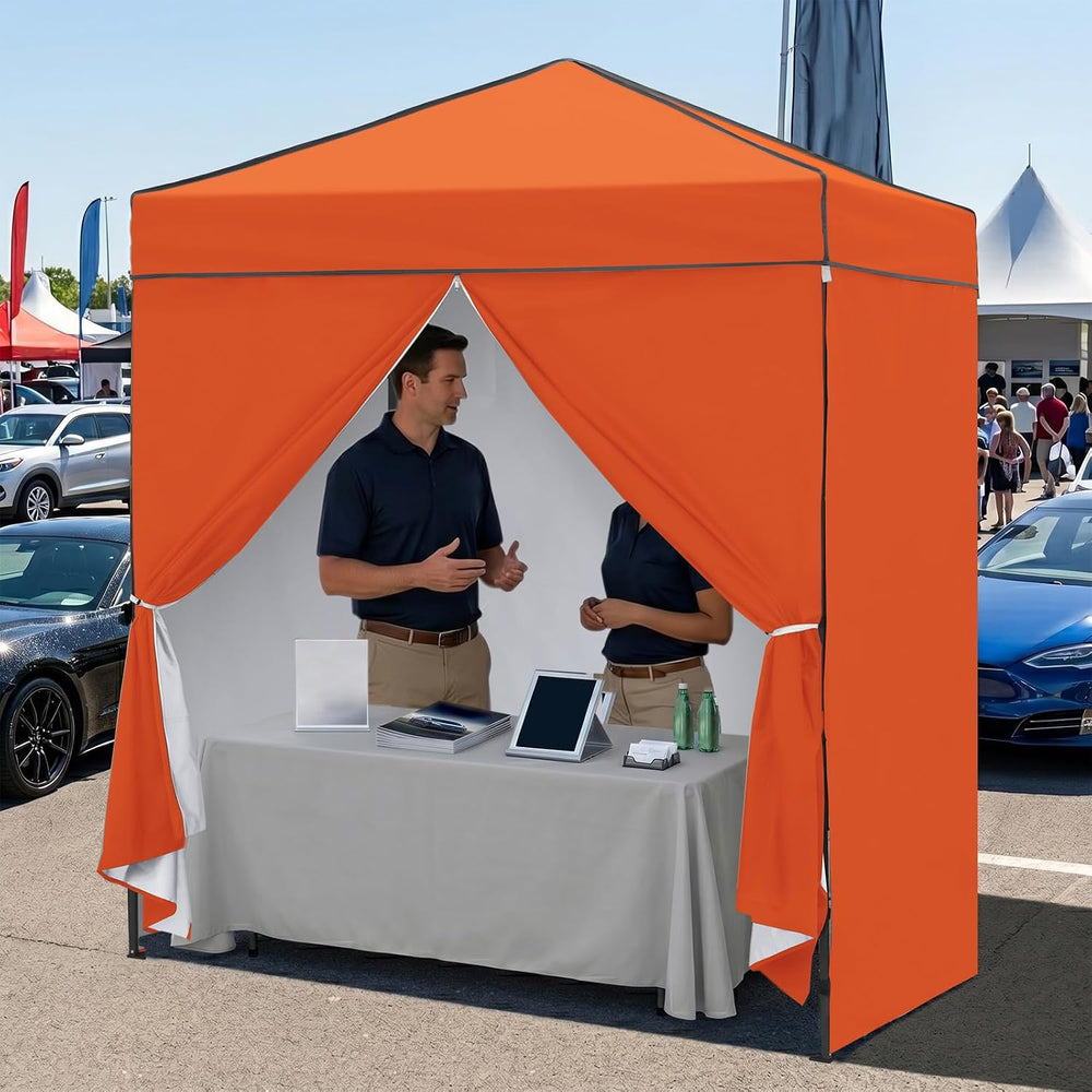 EAGLE PEAK 6x4 Instant Pop Up Canopy Tent with 4 Sidewalls, Orange