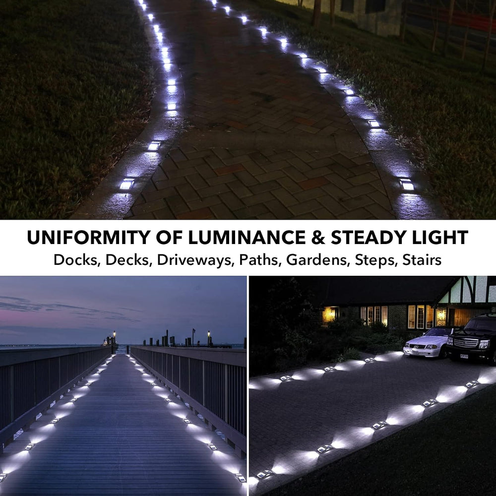 AGPTEK Solar Driveway Lights 12 Pack, White LED Deck Lights, Waterproof, Sola...