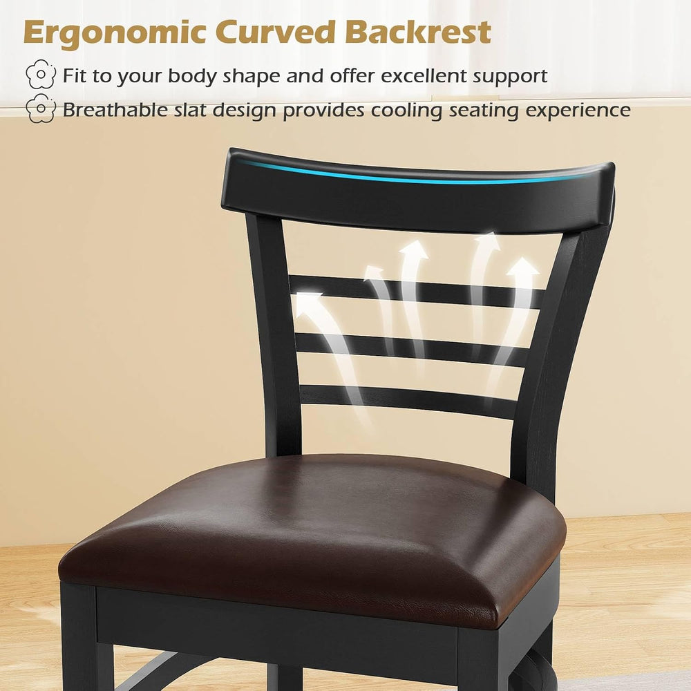 GOFLAME Wooden Dining Chairs Set of 2, PU Leather Upholstered Kitchen Chairs ...