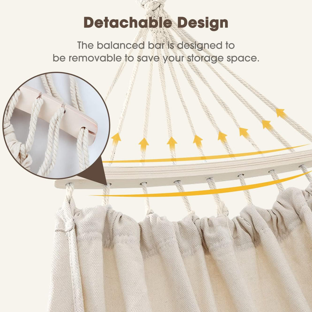 MOSFiATA Backyard Hammock with Tassels Max 500lbs Canvas Fabric Bohemian Styl...