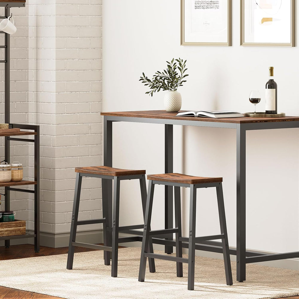 HOOBRO Bar Stools, Set of 2 Bar Chairs, 23.6 Inch Saddle Stools, Kitchen Coun...