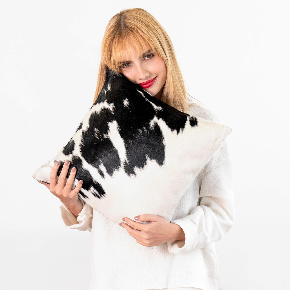 ecowhides 100% Genuine Brazilian Cowhide Pillow Cover – Luxury Leather Decora...