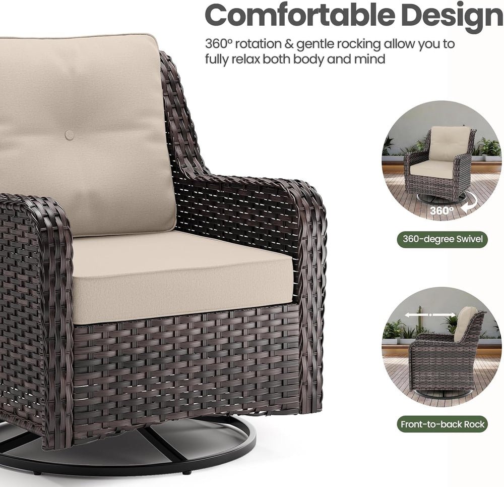 ALAULM 7 Pieces Patio Furniture Set,High Back Wicker Outdoor Sectional Furnit...
