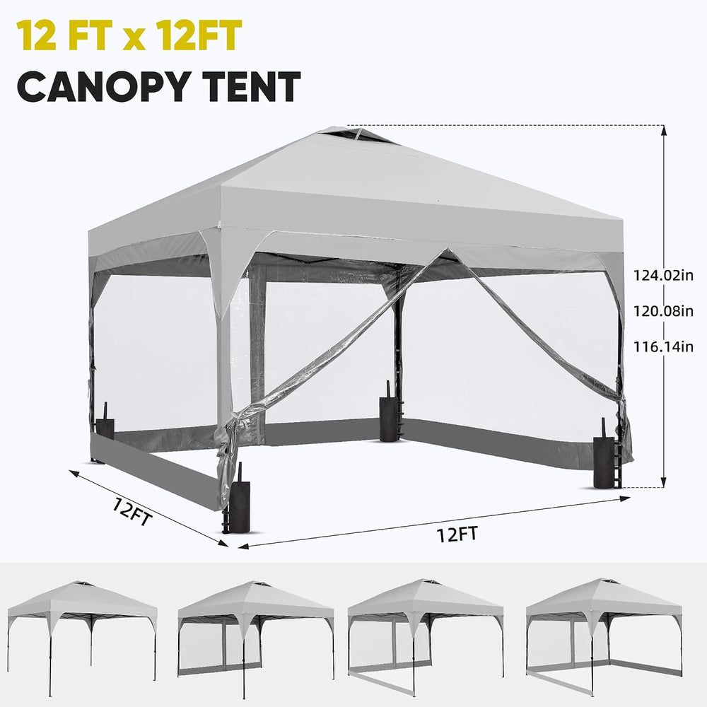 GDY 12x12 FT Pop Up Canopy Outdoor Tent with One Push Setup, Sunshine Setup G...