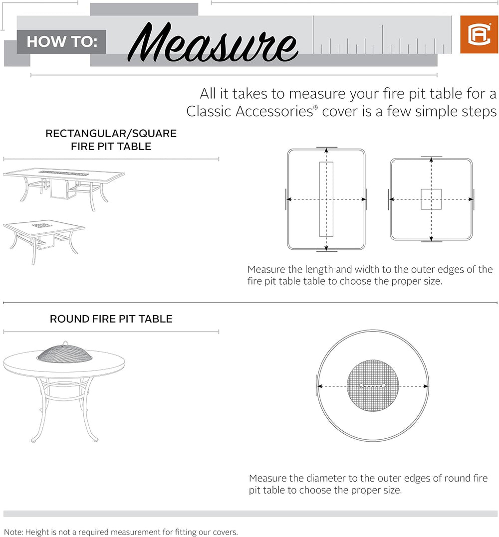Classic Accessories Water-Resistant 42 Inch Square Fire Pit Table Cover, Outd...