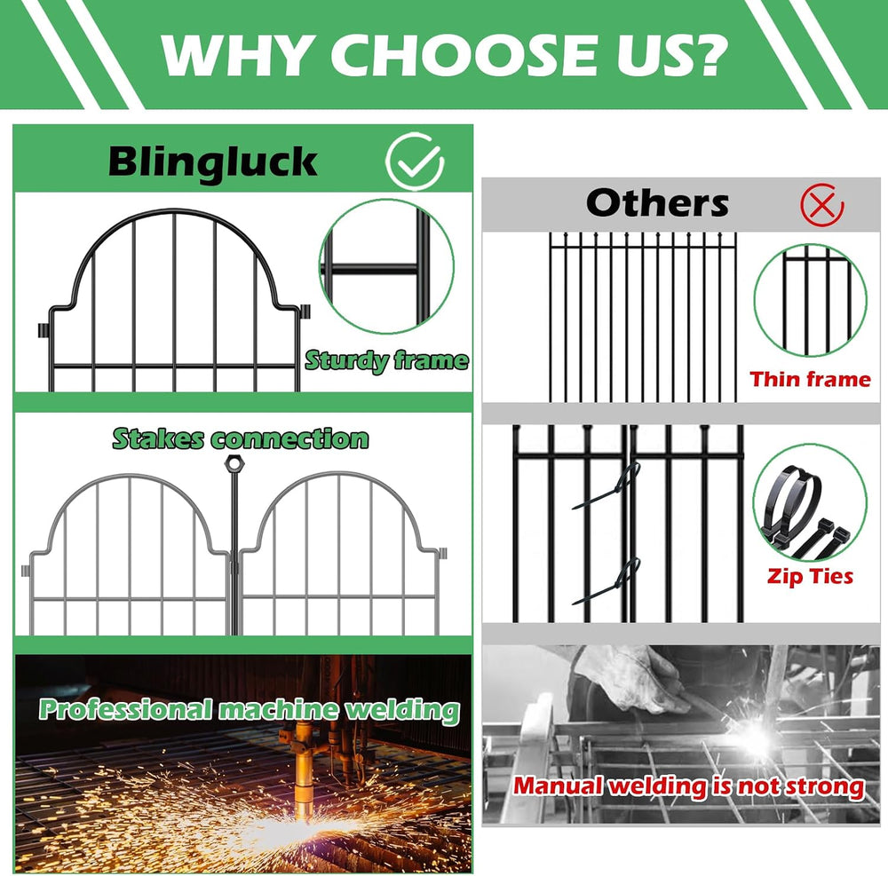 30 Pack Decorative Garden Fence, 17in (H) x 32ft (L), with Ground Stake