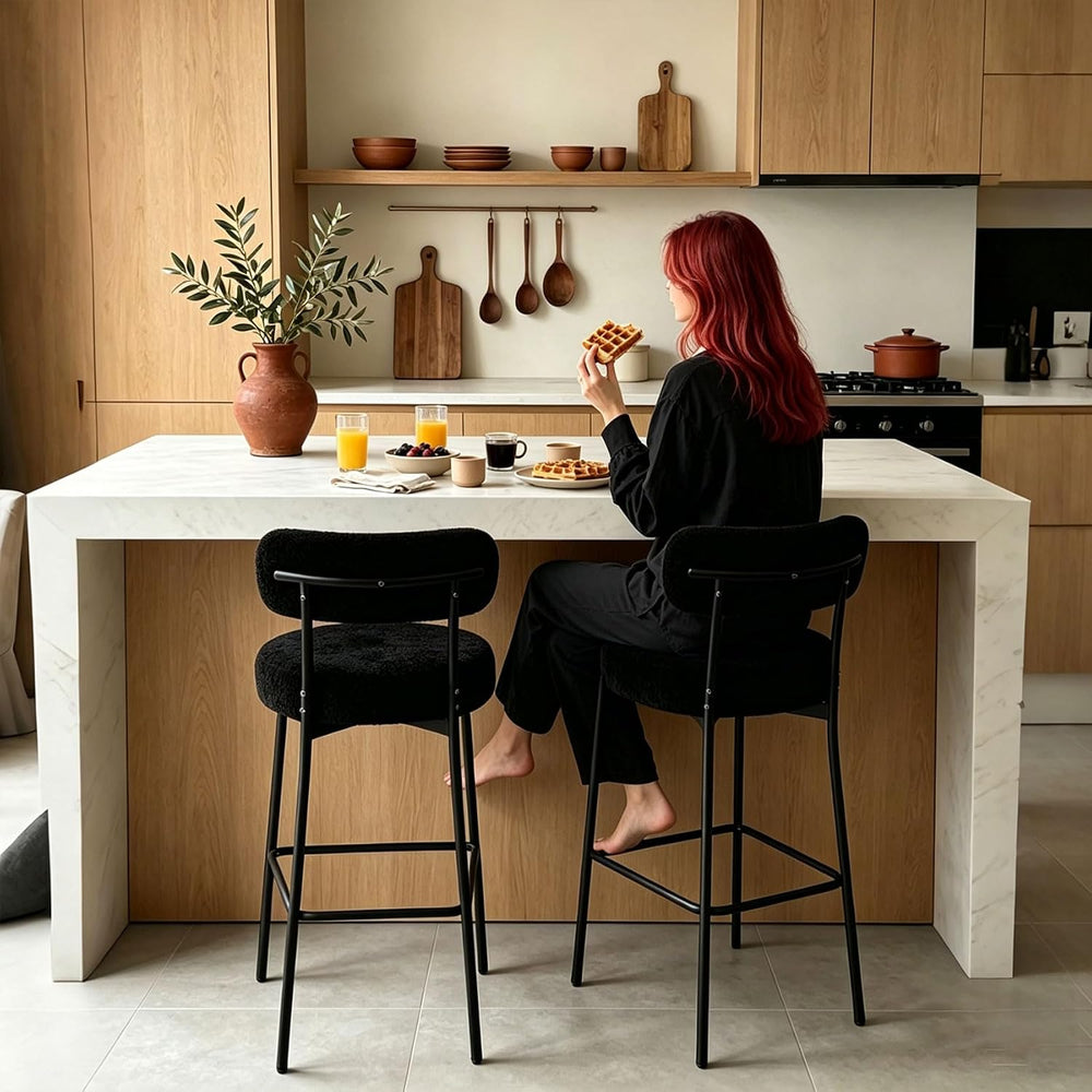 DYHOME Bar Stools Set of 2,Black 28 inch Counter Height Bar Stools with Curve...