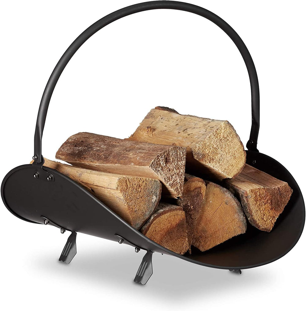 Black Log Holder Indoor and Outdoor Firewood Rack Hearth Basket