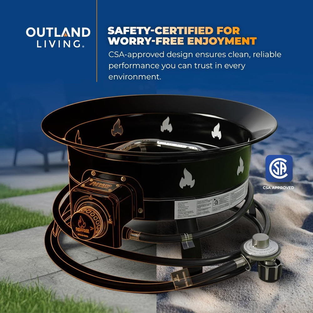 Outland Living Portable Propane Fire Pit, 19-inch, 58,000 BTU Smokeless Gas F...