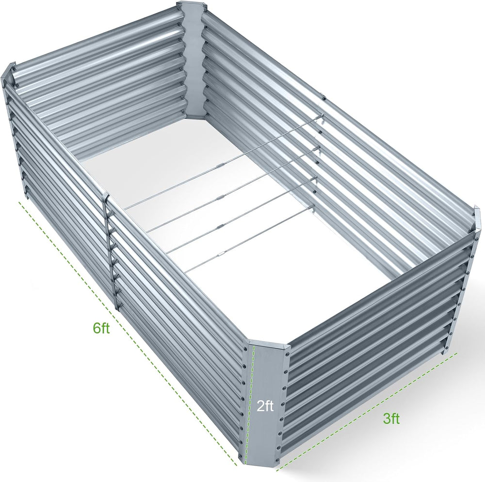 Land Guard 2 Pack 6×3×2 ft Galvanized Metal Raised Garden Bed, 2FT Deep Root ...