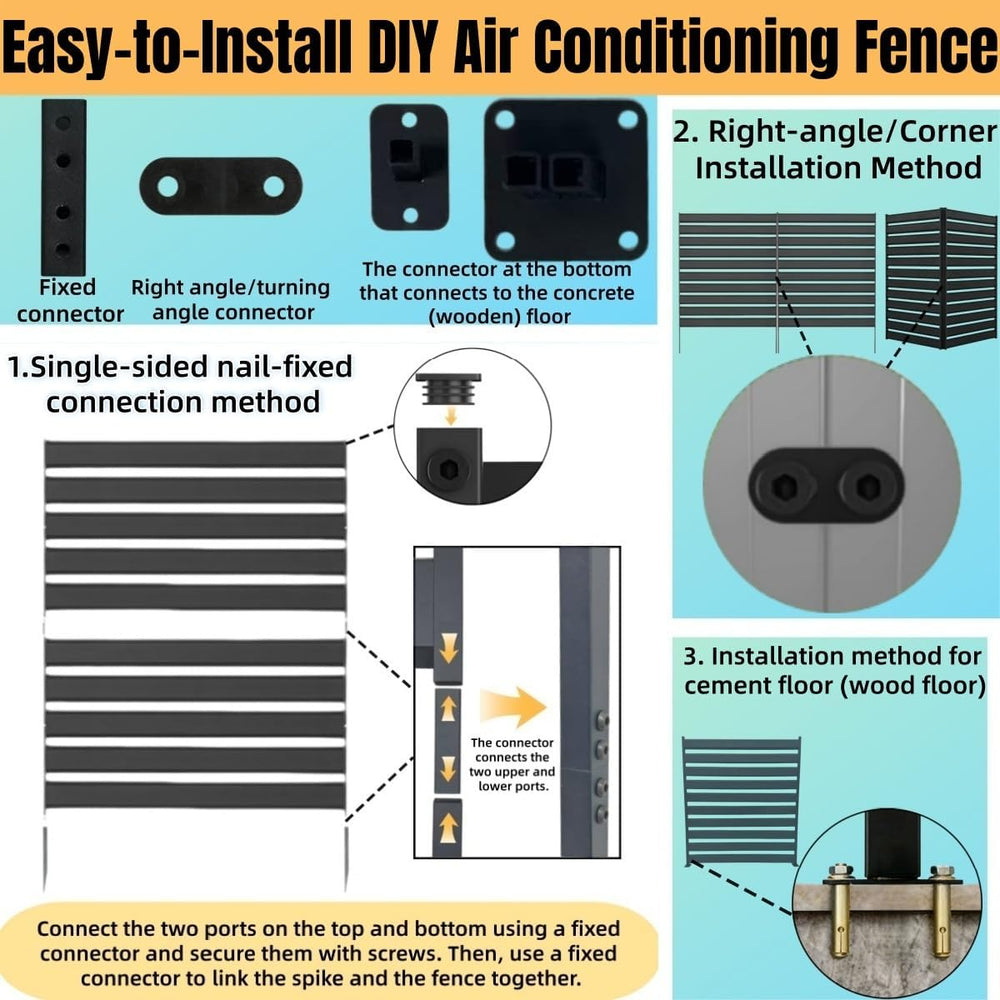 38" W x 42" H (3 Panels) Air Conditioner Fence Screen - Outdoor Enc...