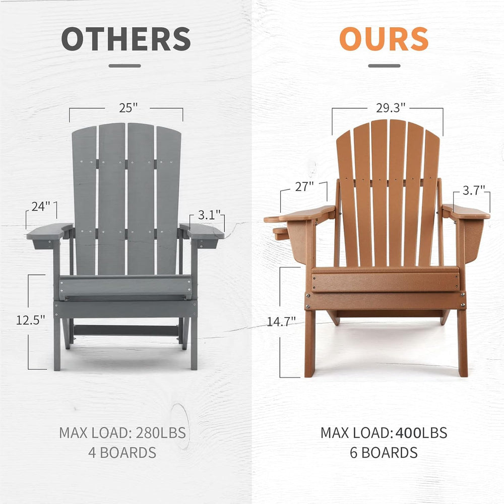 FUNBERRY Oversized Folding Adirondack Chair Set of 6, Fire Pit Chair 400LBS