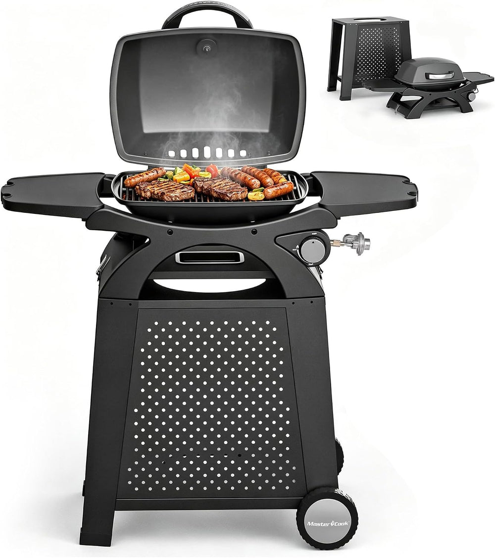 MASTER COOK Single Burner Propane Gas Grill, 11,500 BTU Portable Tabletop Bar...