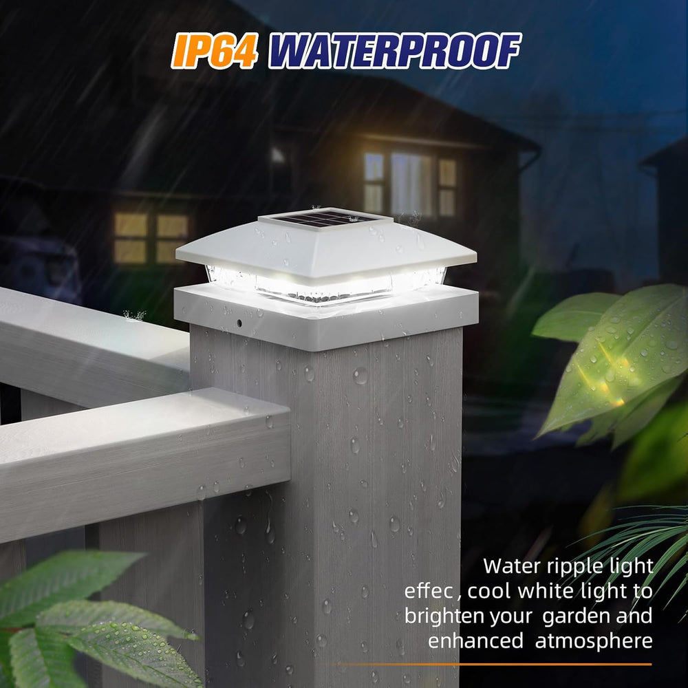 APONUO Solar Post Cap Lights for 4x4 5x5 Posts - IP64 Waterproof, 6500K LED, ...