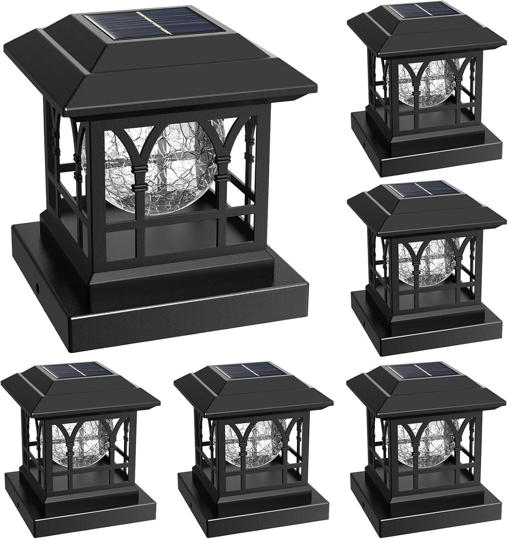 4x4 Post Solar Lights Crackle Glass Solar Post Cap Lights 20 Lumens