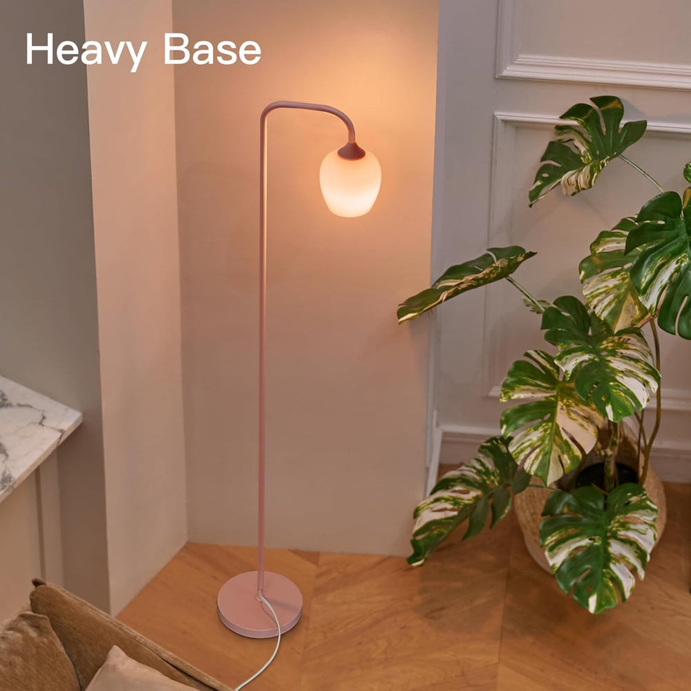 ONEWISH Pink Floor Lamp-Modern Standing Lamp for Living Room Bedroom, Glass L...