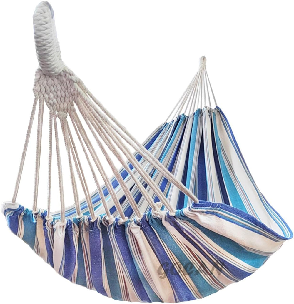 GOCAN Hammock 2 Person Outdoor bedsize 220 x 150cm（blue and white）