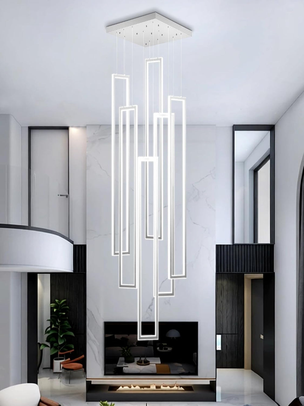 ykolupty Modern Chandeliers for Entryway High Ceiling Large Rectangle Chandel...